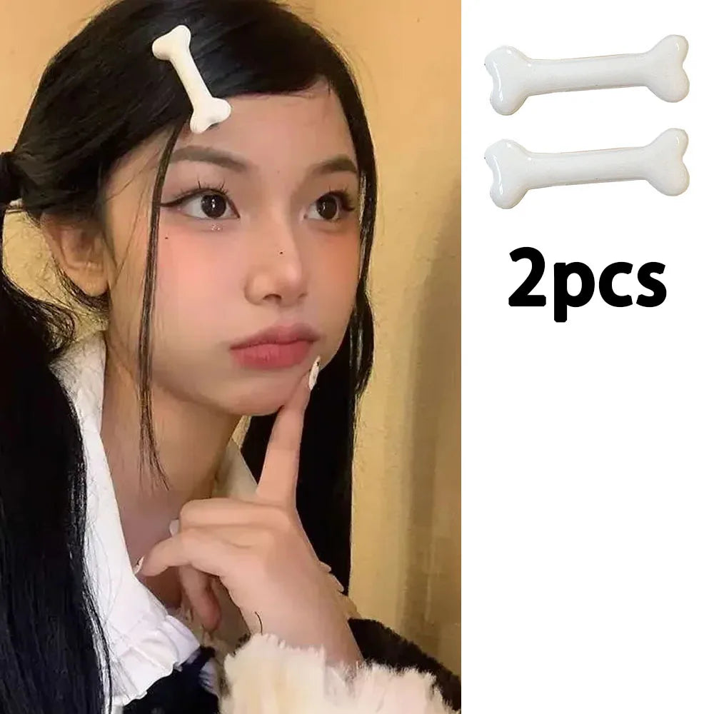 White Bone Hair Clip Cute Cartoon Bobby Pin Y2k Fashion Hair Volume Clip Small Hairpins Barrettes Creative Hair Accessories 2025