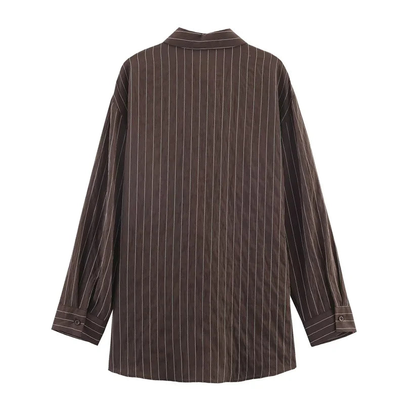 Women's Brown Striped Shirt