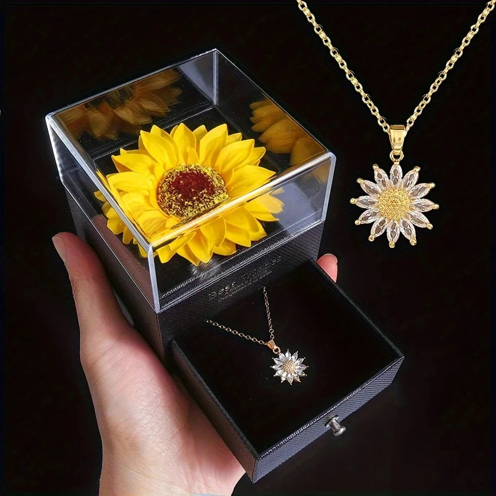  Sunflower Necklace Gift Box, Mother's Day, Nurses' Day, Thanksgiving, Christmas, fall gifts, anniversaries, graduation gifts