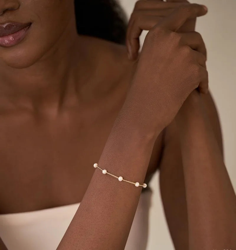 Gold-Tone Faux Pearl Bracelet