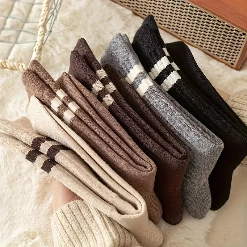 Striped Crew Socks, 5 Pairs