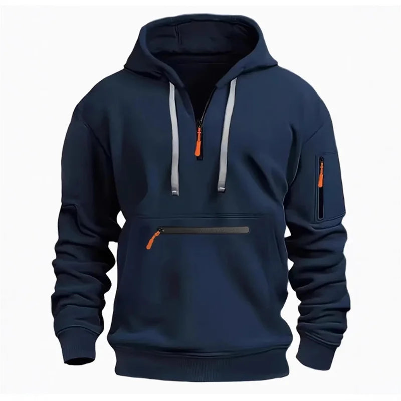 Men's Half-Zip Multi-Pocket Hoodie