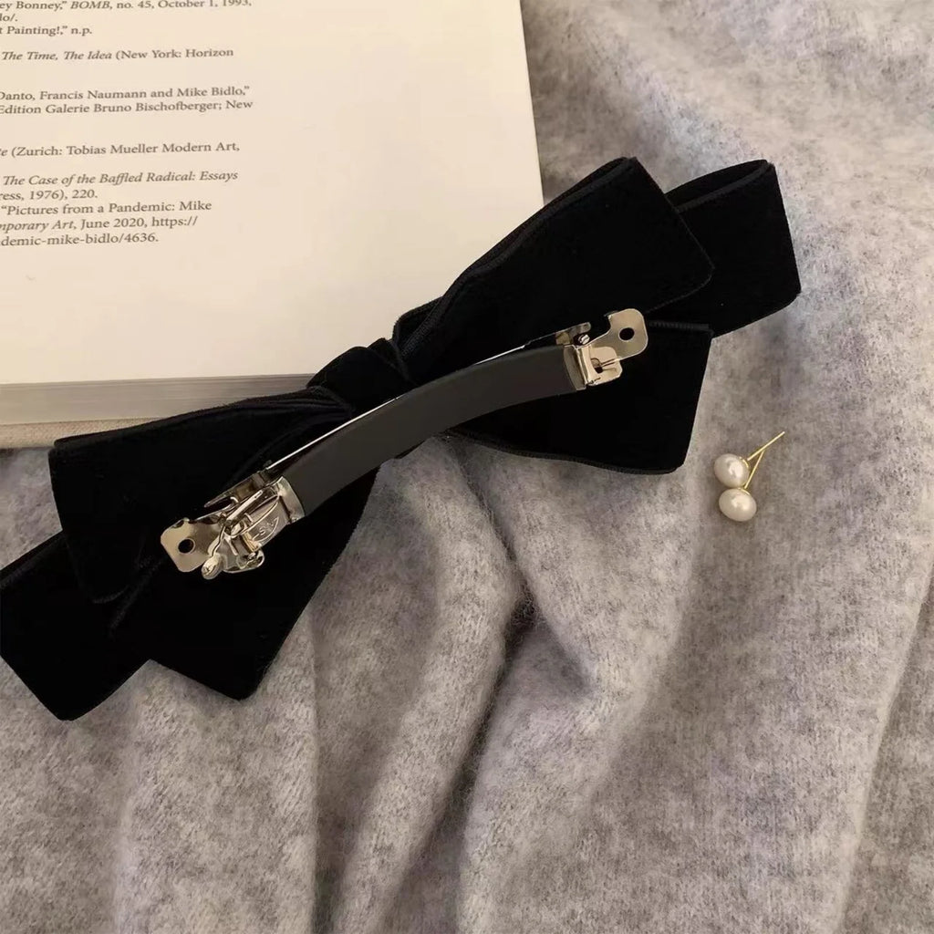 Black Velvet Bow Clip