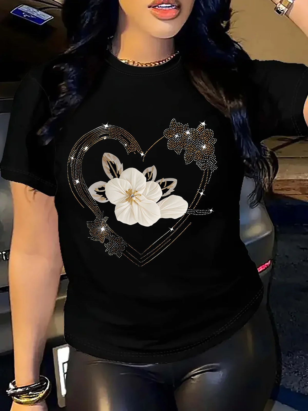 Women's Heart Print T-Shirt