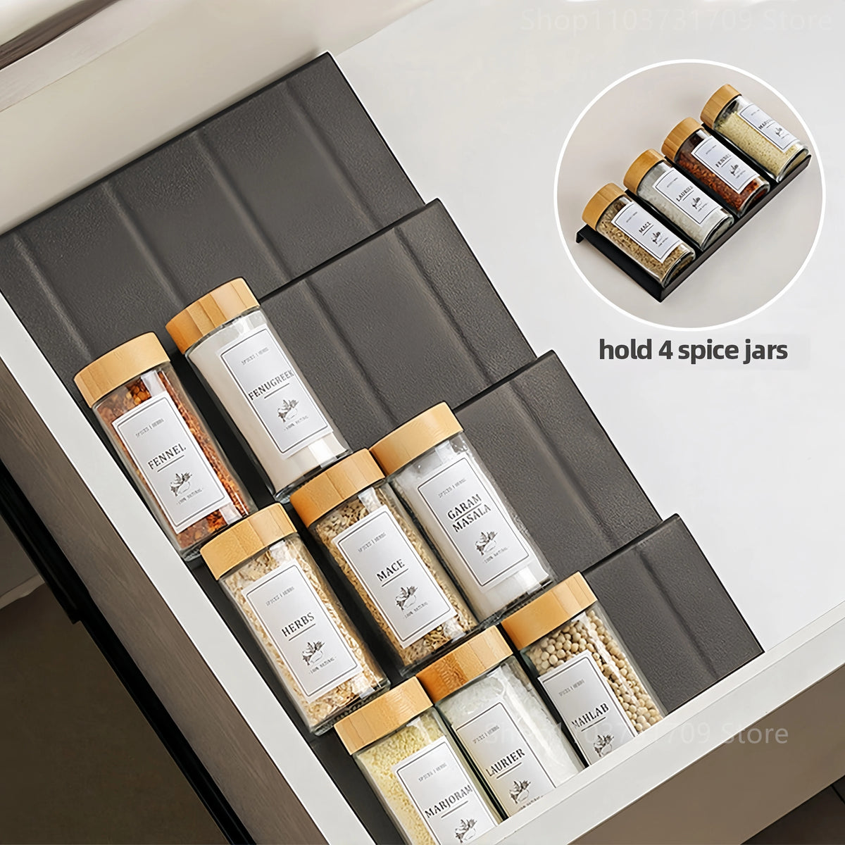 4-Tier Adjustable Drawer Spice Rack