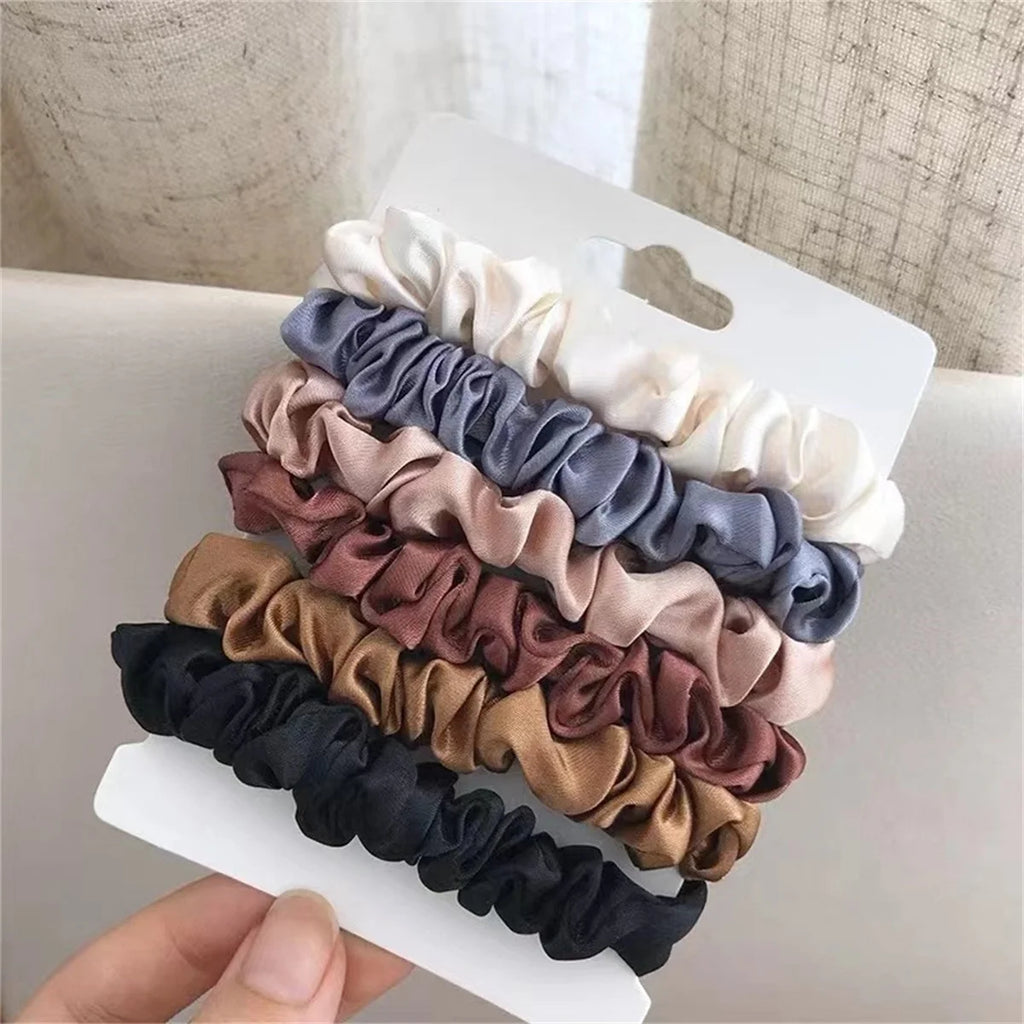 Satin Scrunchies, 6 Pack