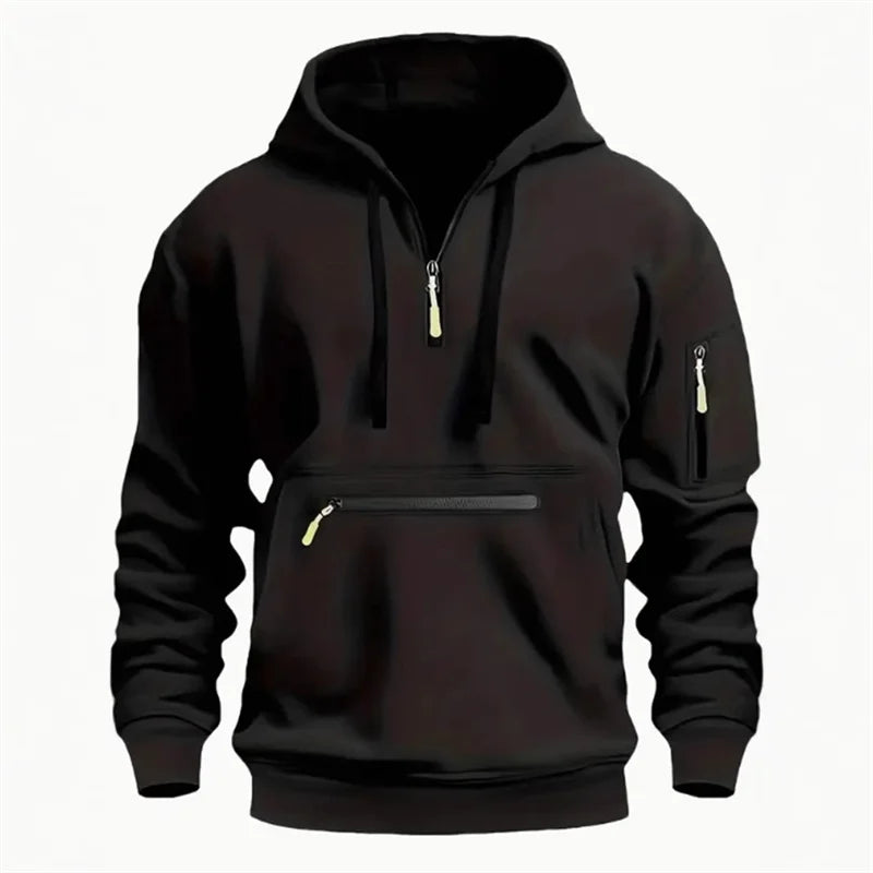 Men's Half-Zip Multi-Pocket Hoodie
