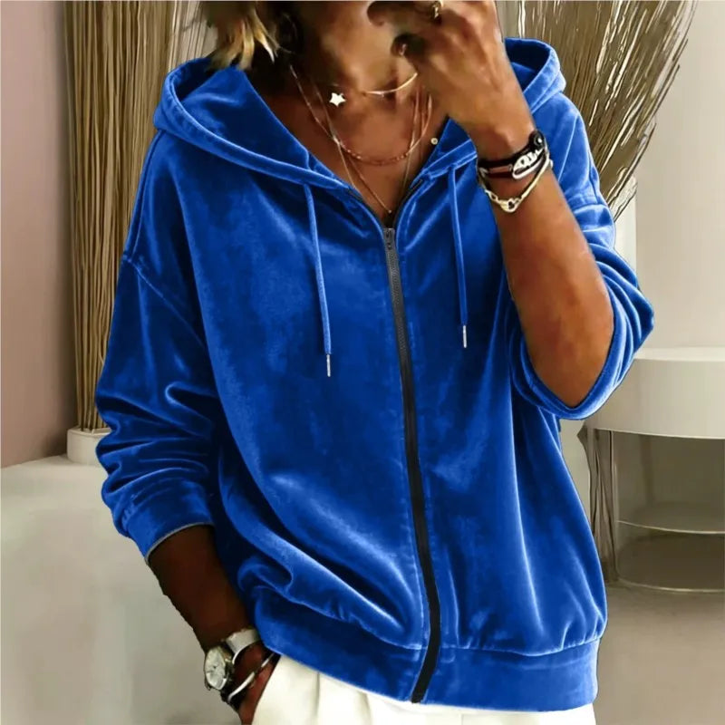 Women's Velvet Zip-Up Hoodie