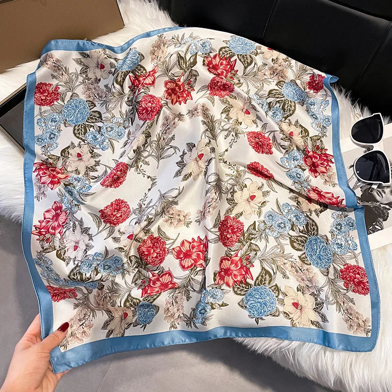 Satin Floral Hair Scarf 70cm
