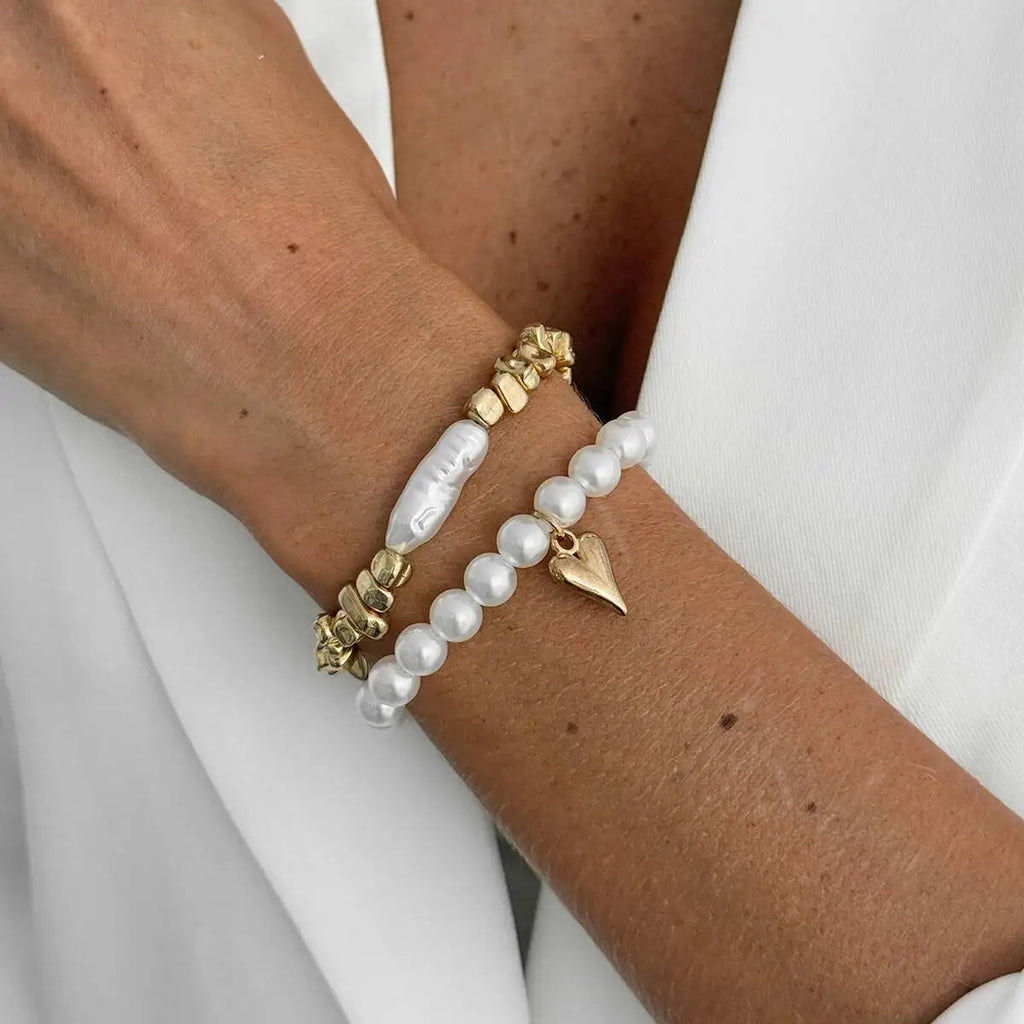 Faux Pearl Heart Bracelets