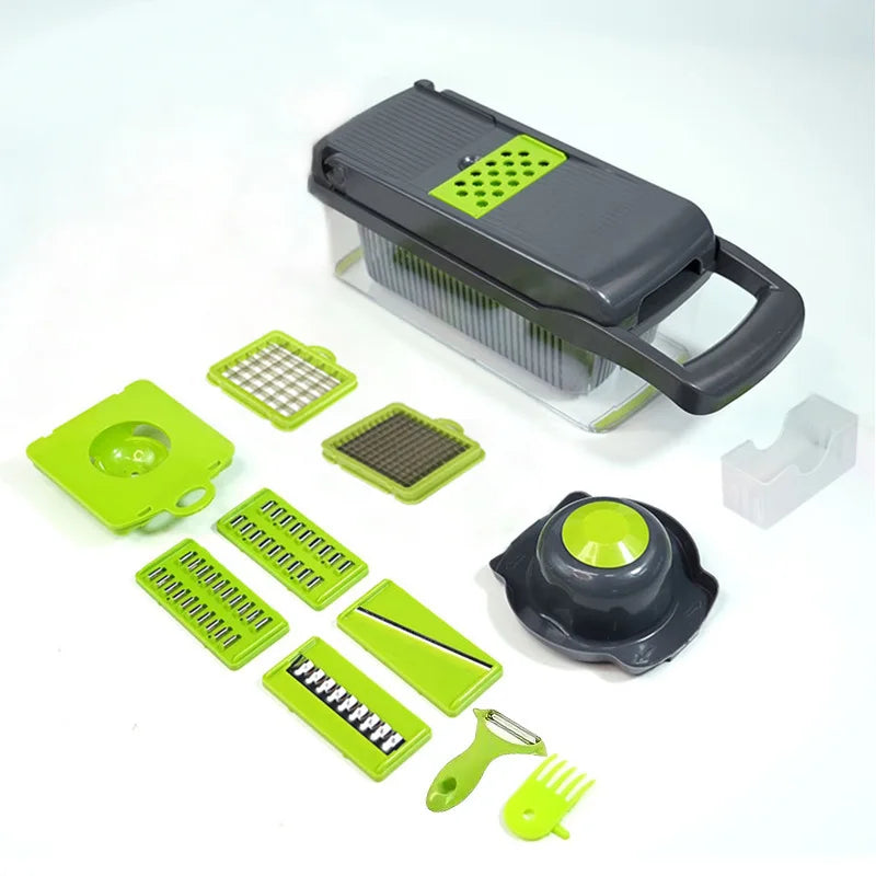 Vegetable Chopper and Mandoline Slicer with Container