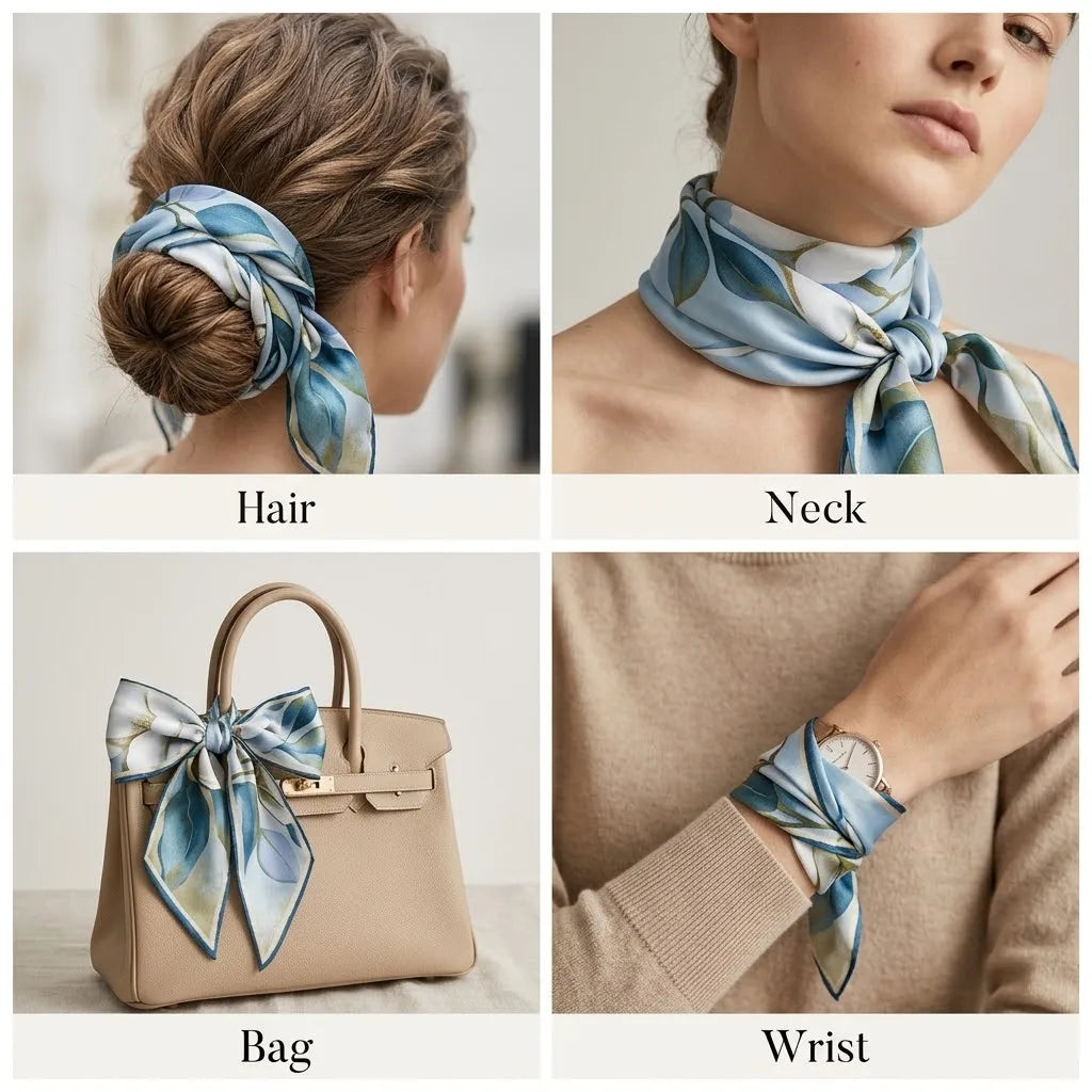 Satin Floral Hair Scarf 70cm