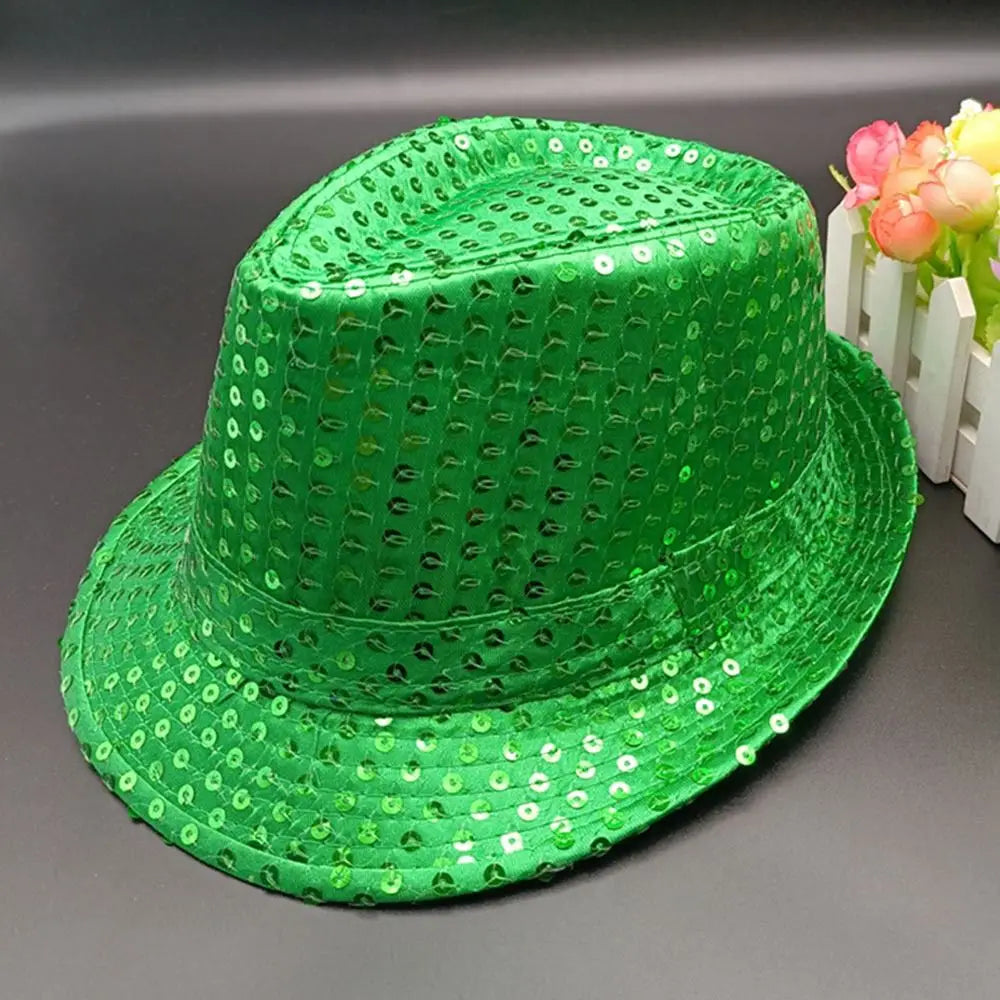 Durable Sequins Jazz Hat Party Shiny Masquerade Panama Cap Stage Cosplay Dance Performance Hat Party