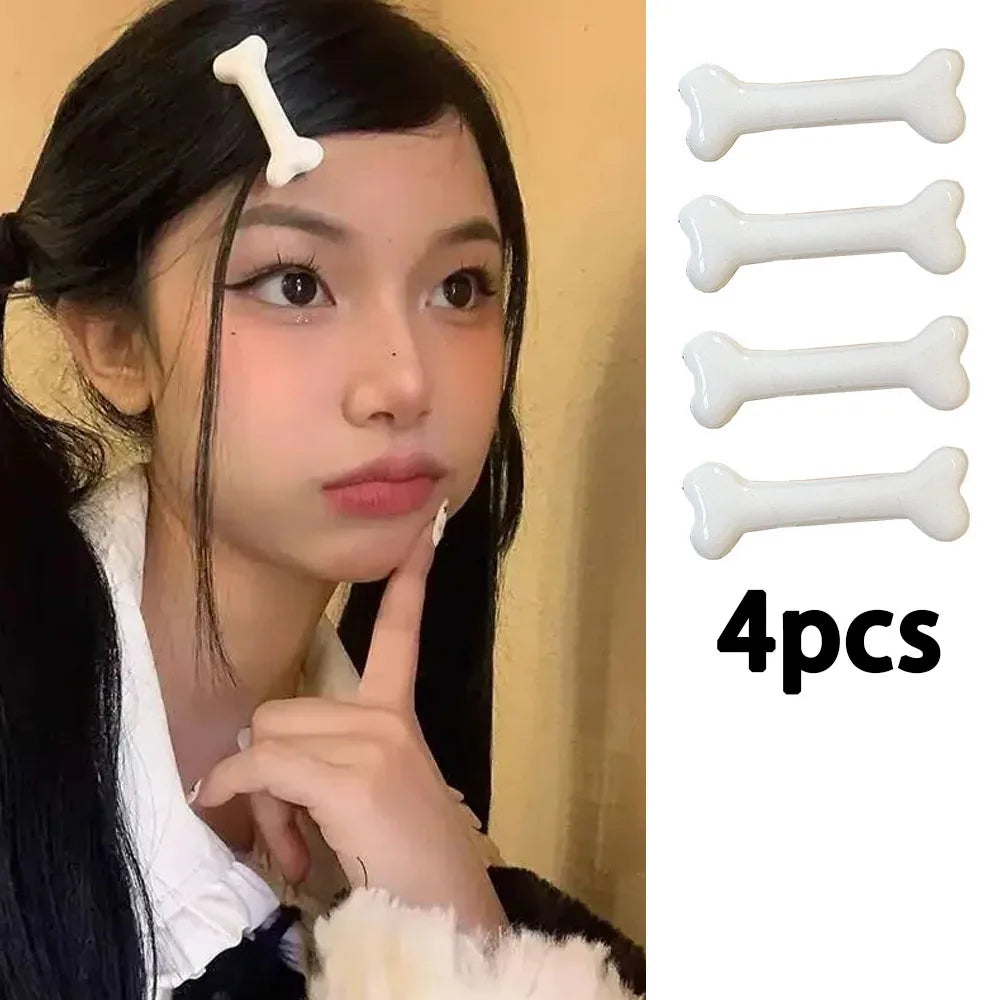 White Bone Hair Clip Cute Cartoon Bobby Pin Y2k Fashion Hair Volume Clip Small Hairpins Barrettes Creative Hair Accessories 2025