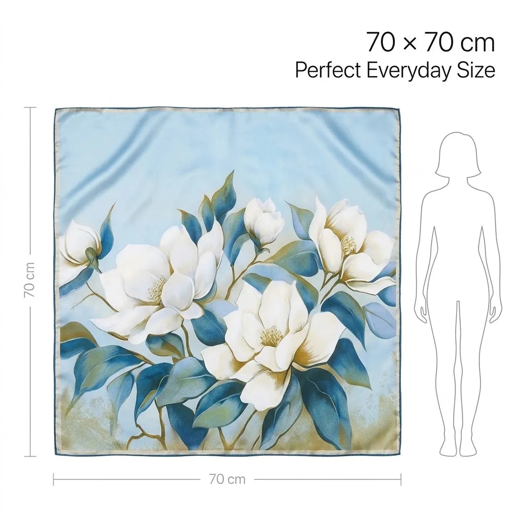 Satin Floral Hair Scarf 70cm