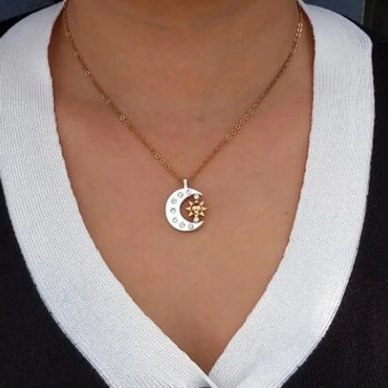 Two-Tone Moon and Sun Necklace