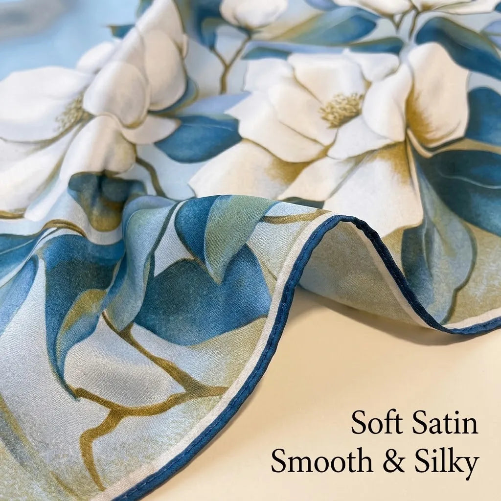 Satin Floral Hair Scarf 70cm