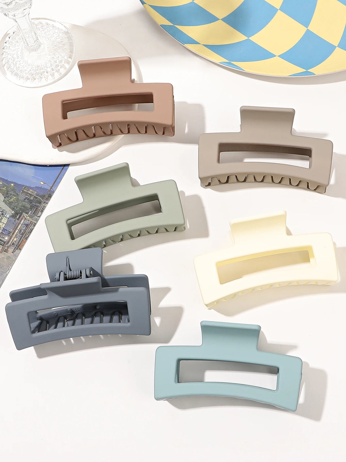 Matte Square Claw Clips, 7 Pack