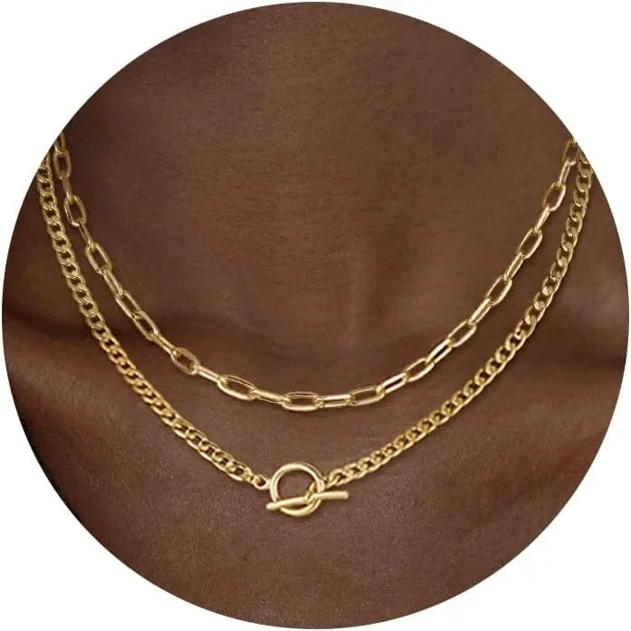 Gold-Tone Layered Chain Necklace