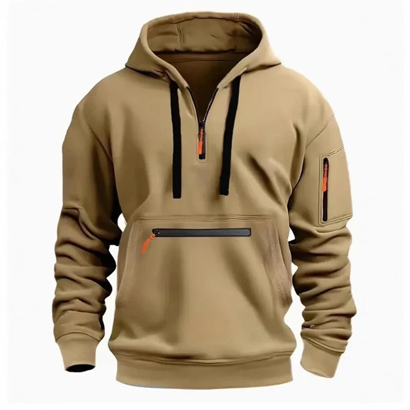 Men's Half-Zip Multi-Pocket Hoodie