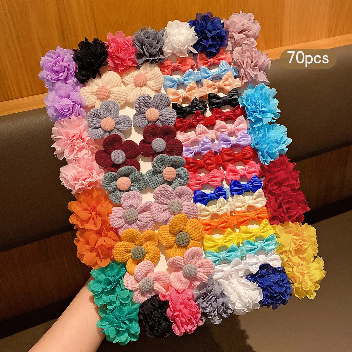 30 colored random bow fabric hair clips suitable for daily use as hair accessories