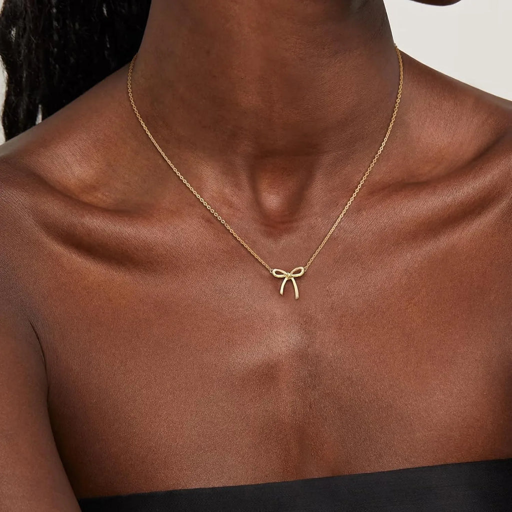Gold-Tone Bow Pendant Necklace