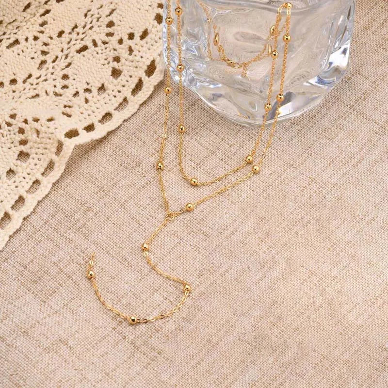 Gold-Tone Beaded Lariat Necklace