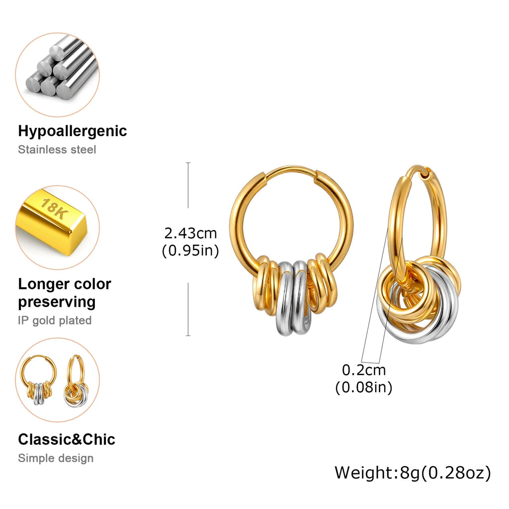 Two-Tone Hammered Huggie Earrings