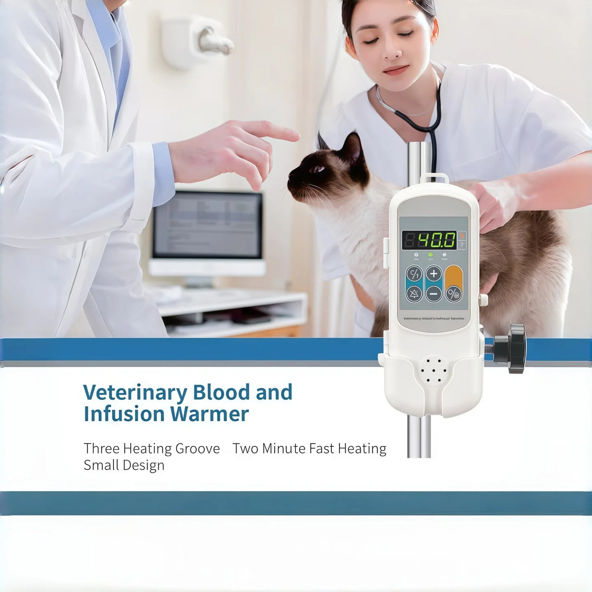 Pet-specific blood transfusion and IV fluid warmer, liquid warmer/IV fluid warmer, pet thermostats