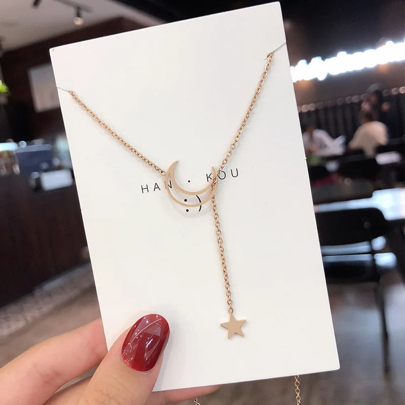 Gold-Tone Moon and Star Necklace