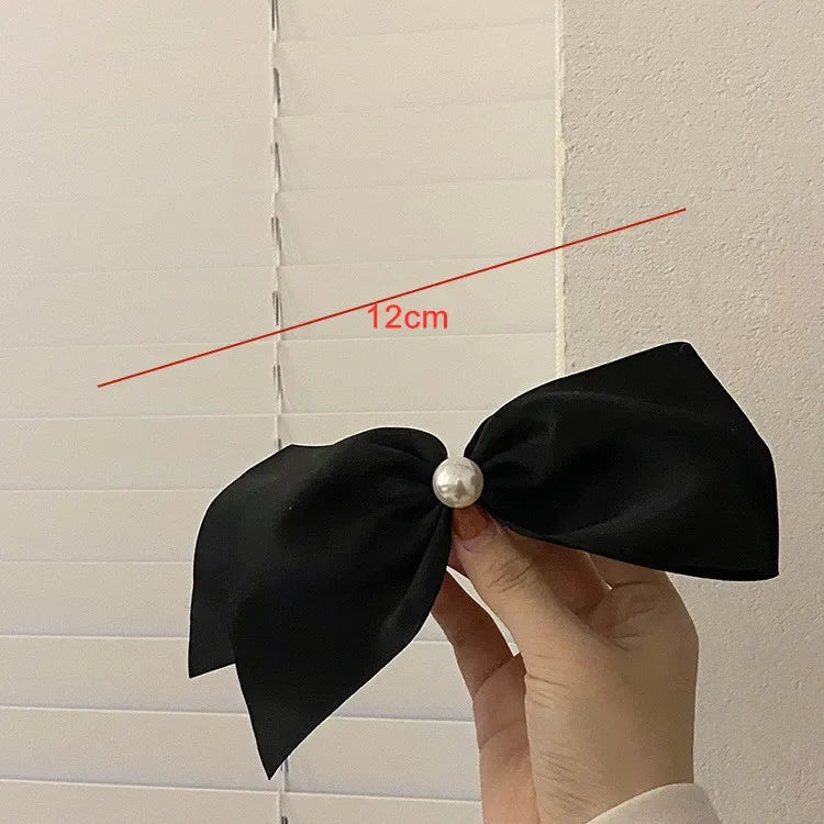 Satin Pearl Bow Clip