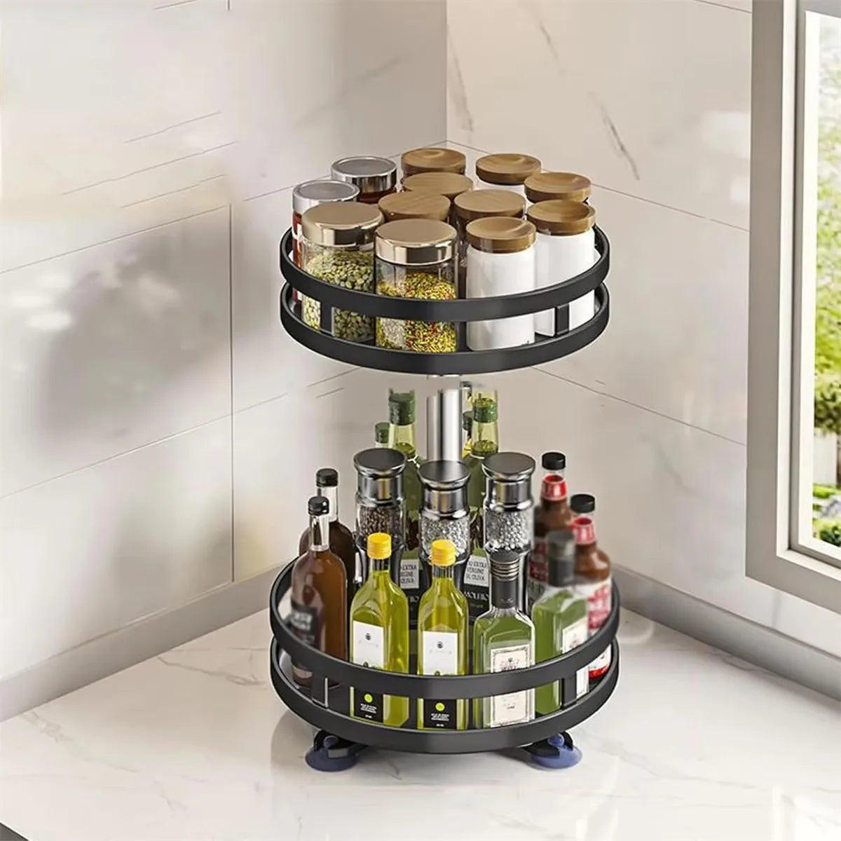Rotating Spice Rack Tray, 1 to 3 Tiers
