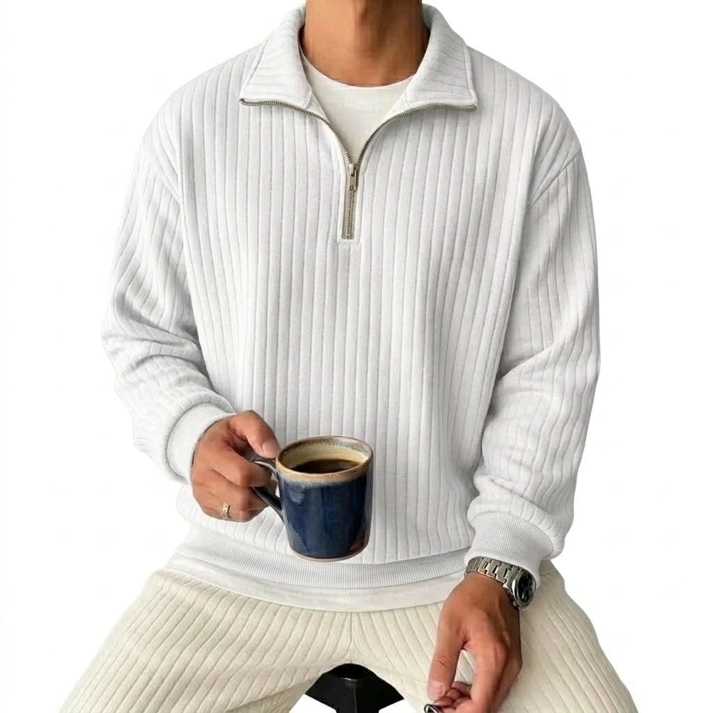 Men's Striped Half-Zip Knit Sweatshirt