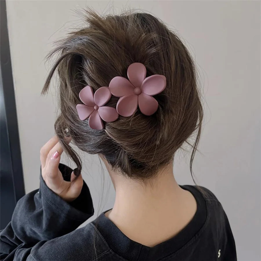Matte Flower Hair Clips