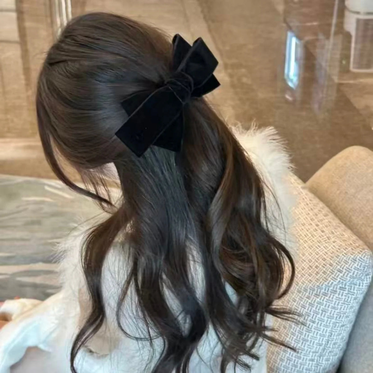 Black Velvet Bow Clip