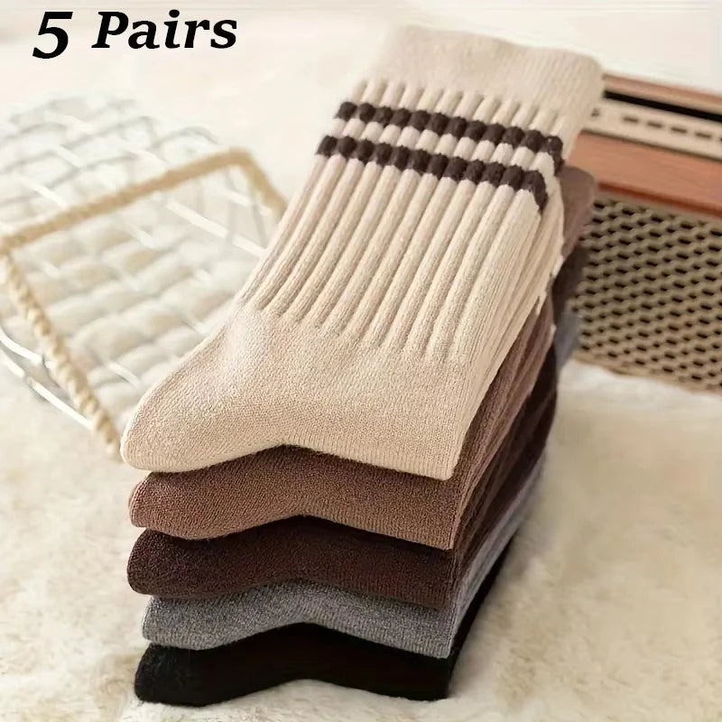 Striped Crew Socks, 5 Pairs
