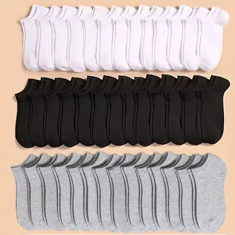 Unisex No-Show Ankle Socks, 10 to 40 Pairs