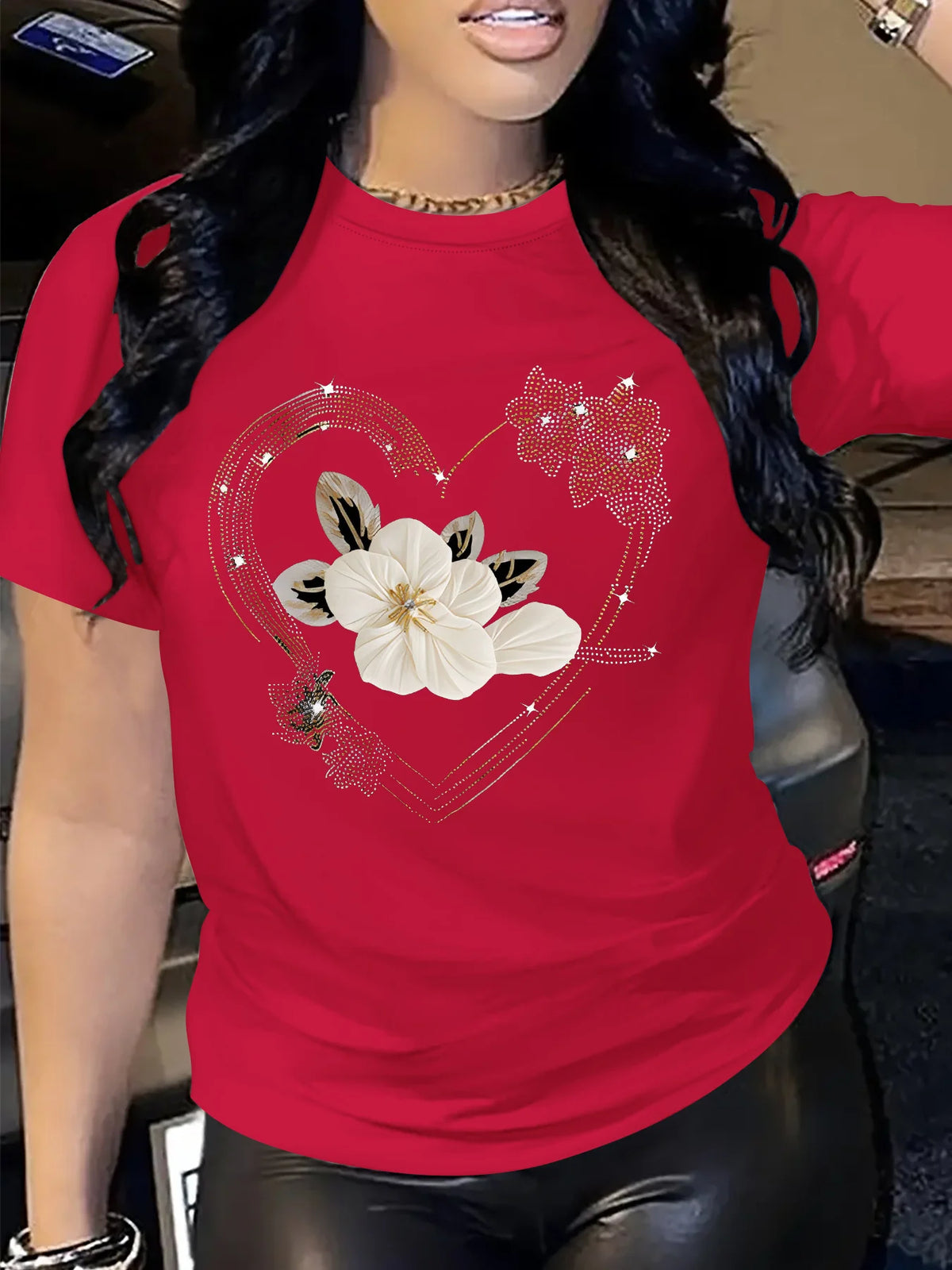 Women's Heart Print T-Shirt
