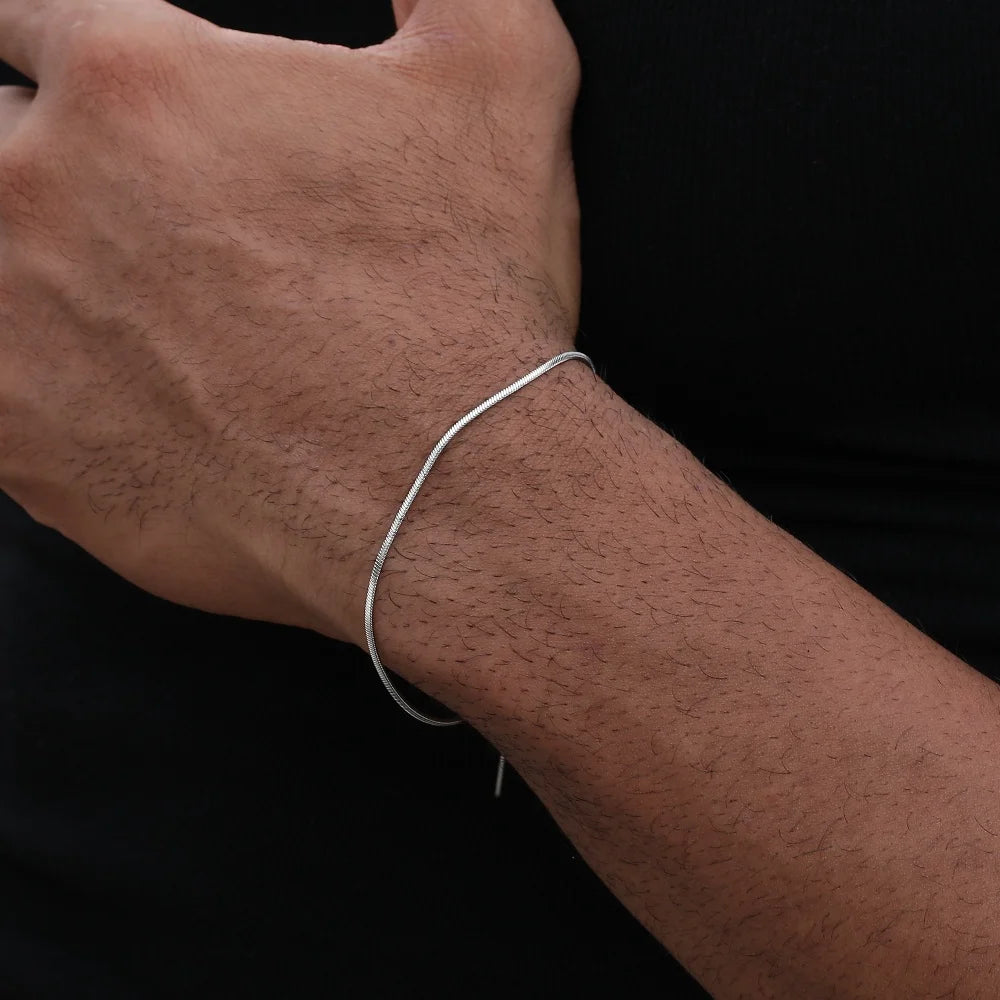Simple MEN Stainless Steel Square Snake Bone Chain Bracelet Hip-Hop Jewelry Trendy Party Accessories Bracelet For Women