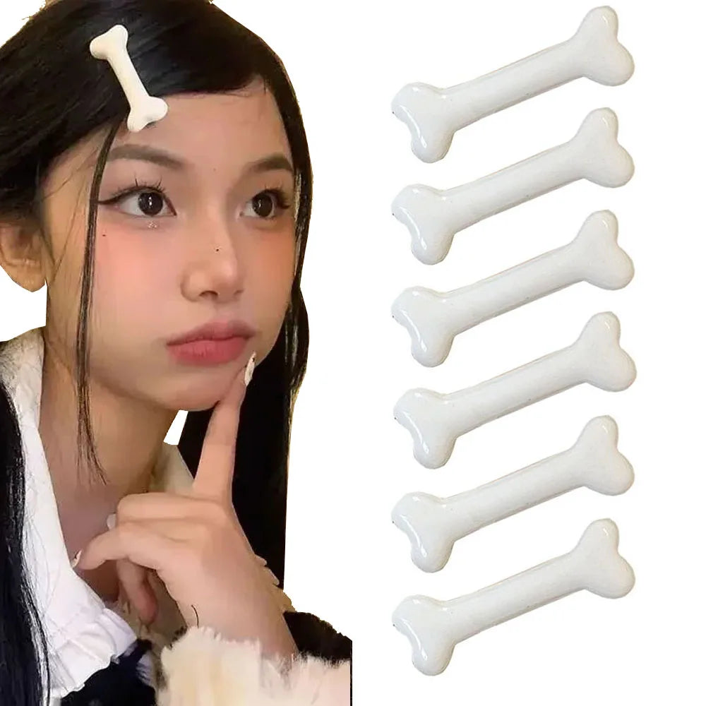 White Bone Hair Clip Cute Cartoon Bobby Pin Y2k Fashion Hair Volume Clip Small Hairpins Barrettes Creative Hair Accessories 2025