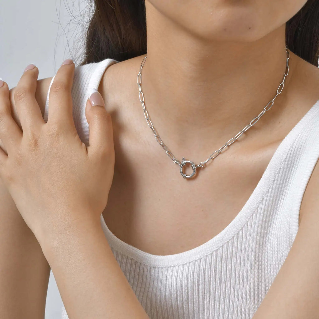 Silver-Tone Paperclip Toggle Necklace