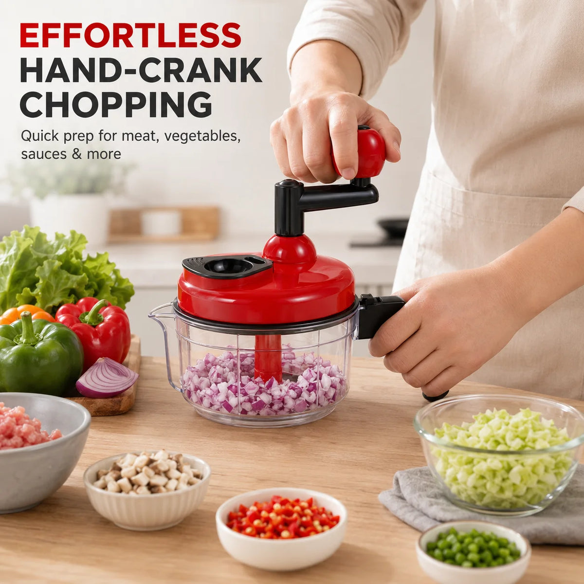 Manual Hand-Crank Food Chopper