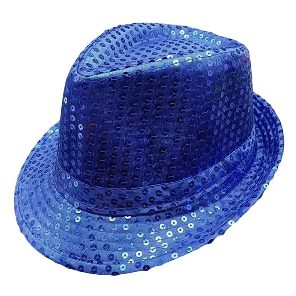 Durable Sequins Jazz Hat Party Shiny Masquerade Panama Cap Stage Cosplay Dance Performance Hat Party