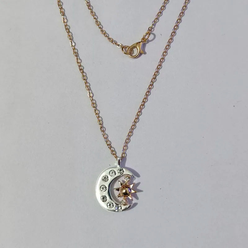 Two-Tone Moon and Sun Necklace