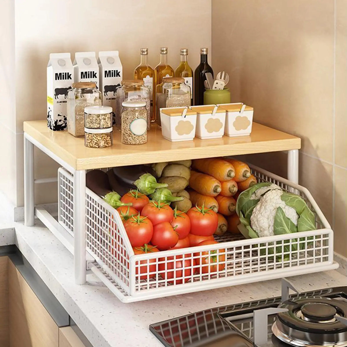Double-Layer Countertop Organizer Shelf