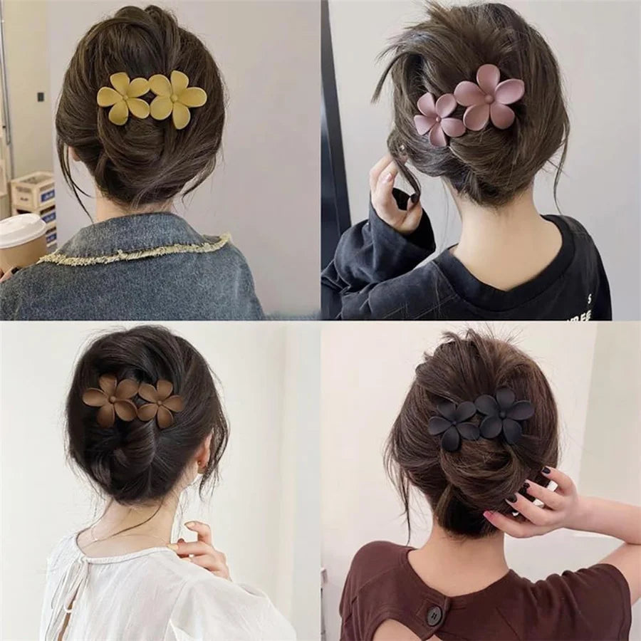 Matte Flower Hair Clips