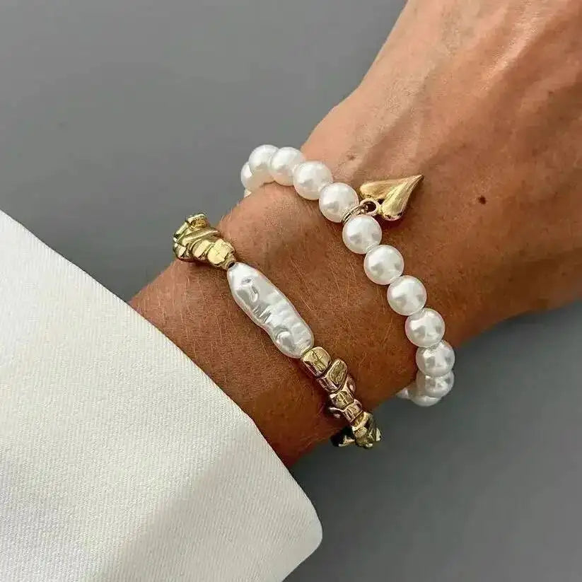 Faux Pearl Heart Bracelets