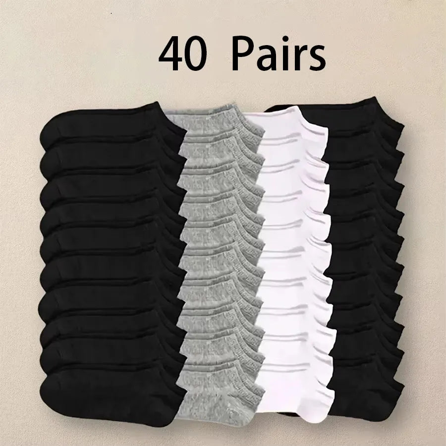 Unisex No-Show Ankle Socks, 10 to 40 Pairs