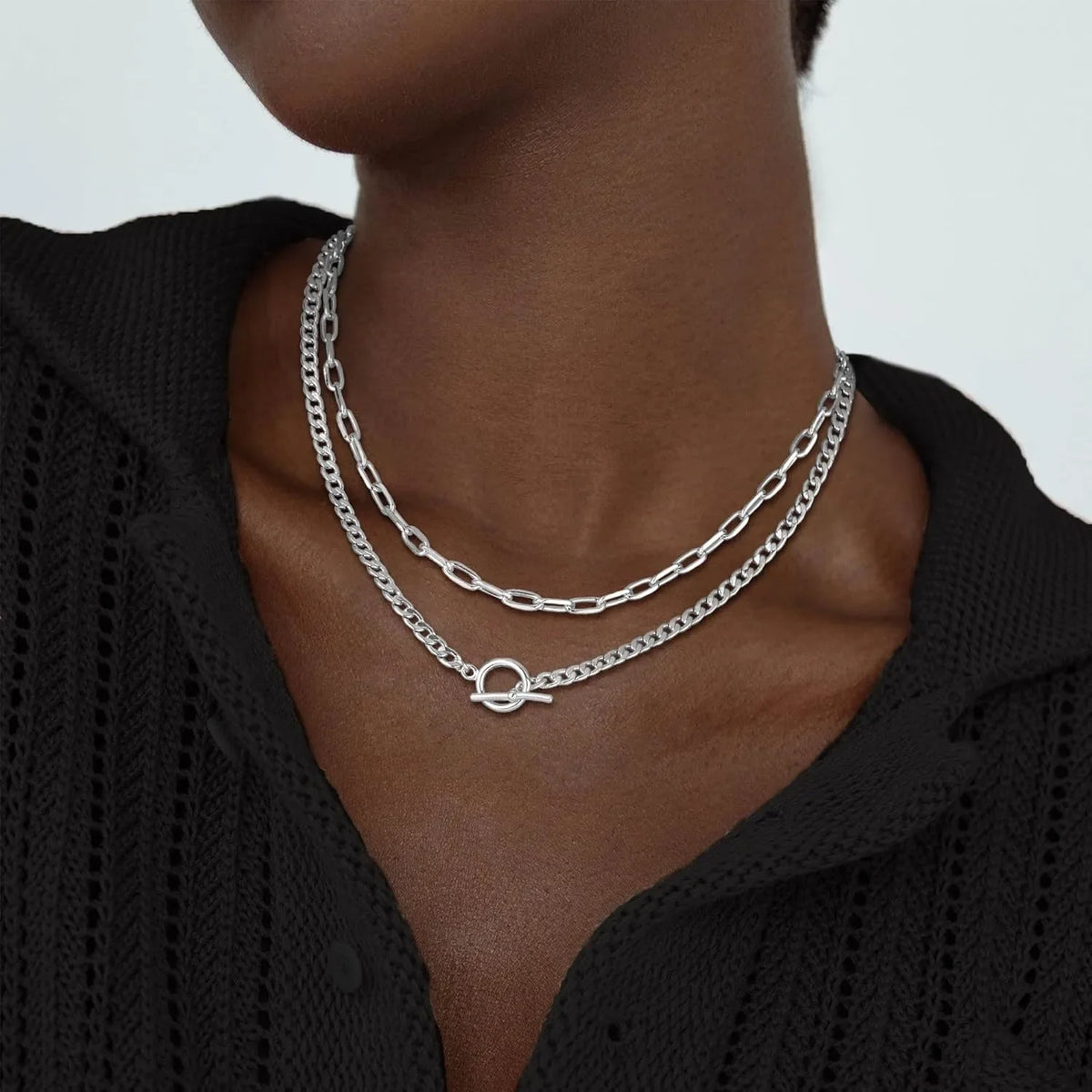 Gold-Tone Layered Chain Necklace