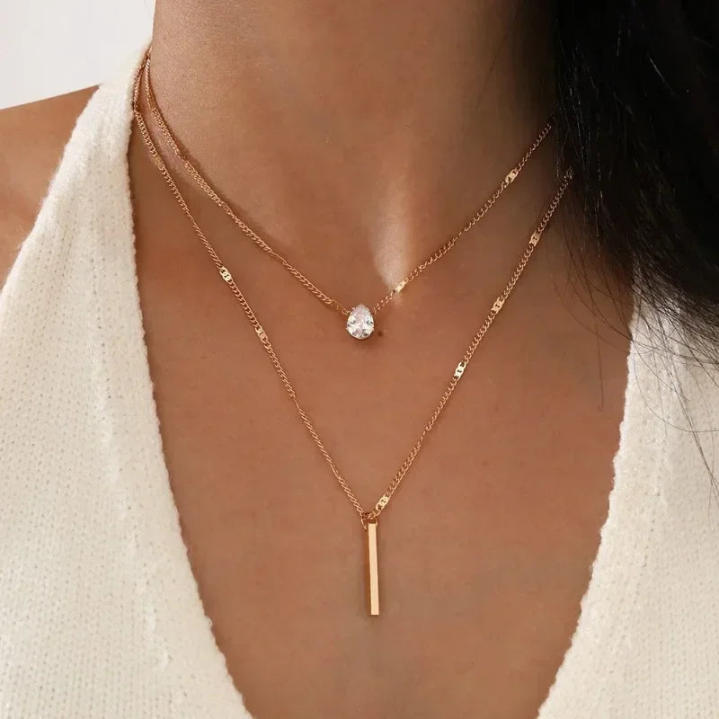 Gold Heart Star Charm Necklace